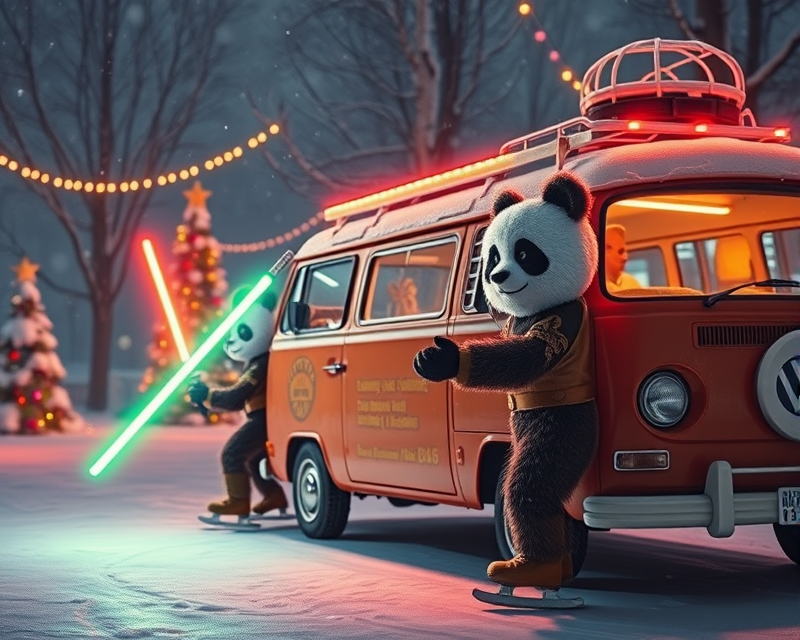 lightsaber, gingerbread, van, panda, ice skate, crystal ball